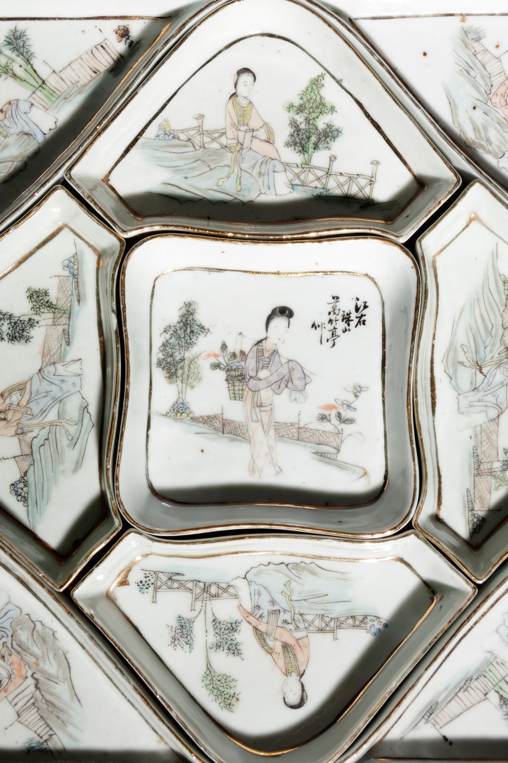 A Famille Rose 'Lady' Sweet Meat Set