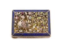 A Continental Enameled and Jeweled Silver Cigarette Case