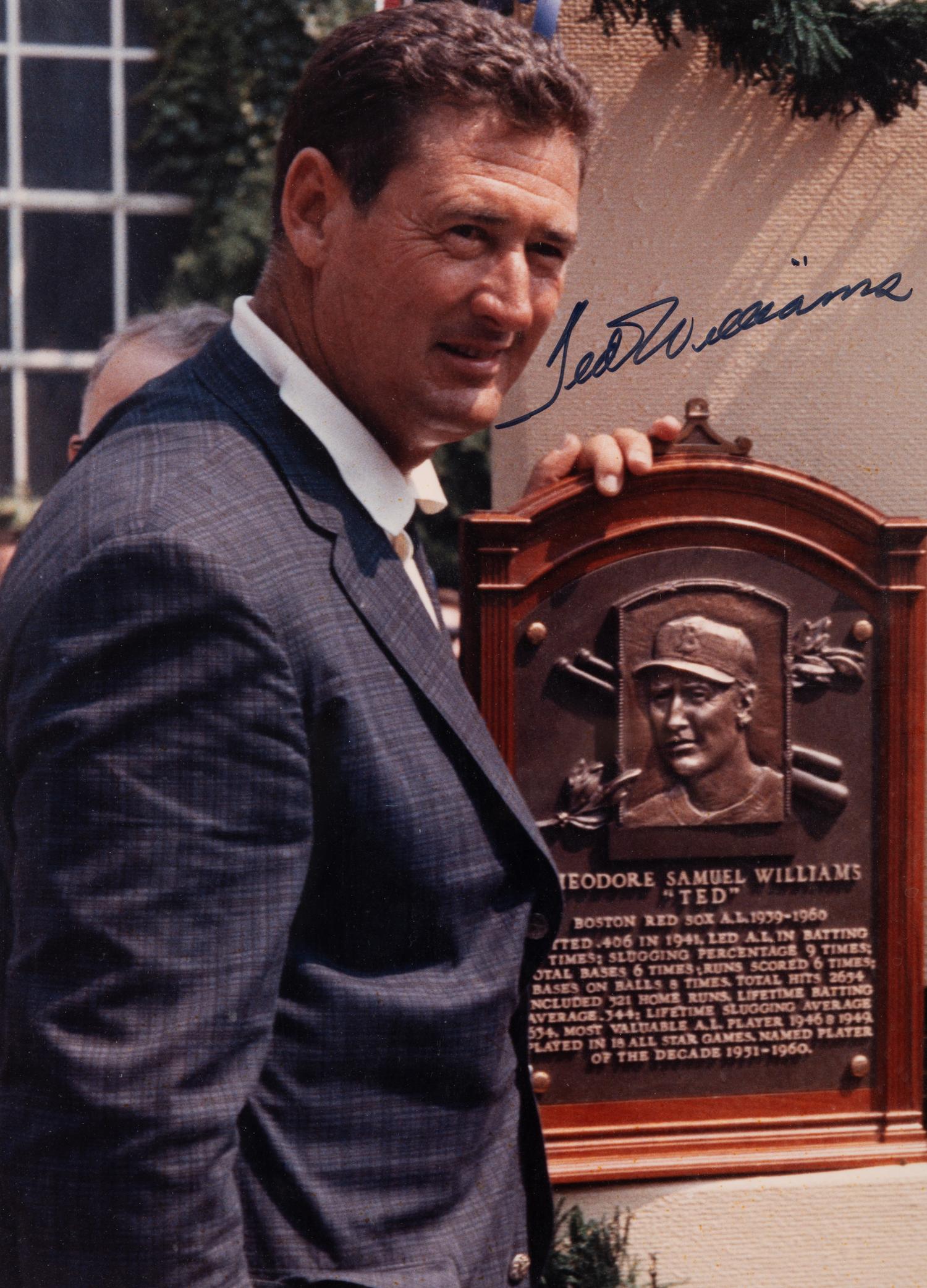 A Ted Williams Signed Autograph Large Format Hall of Fame Induction Photograph (Beckett Authentication Services Letter BAS Certified),