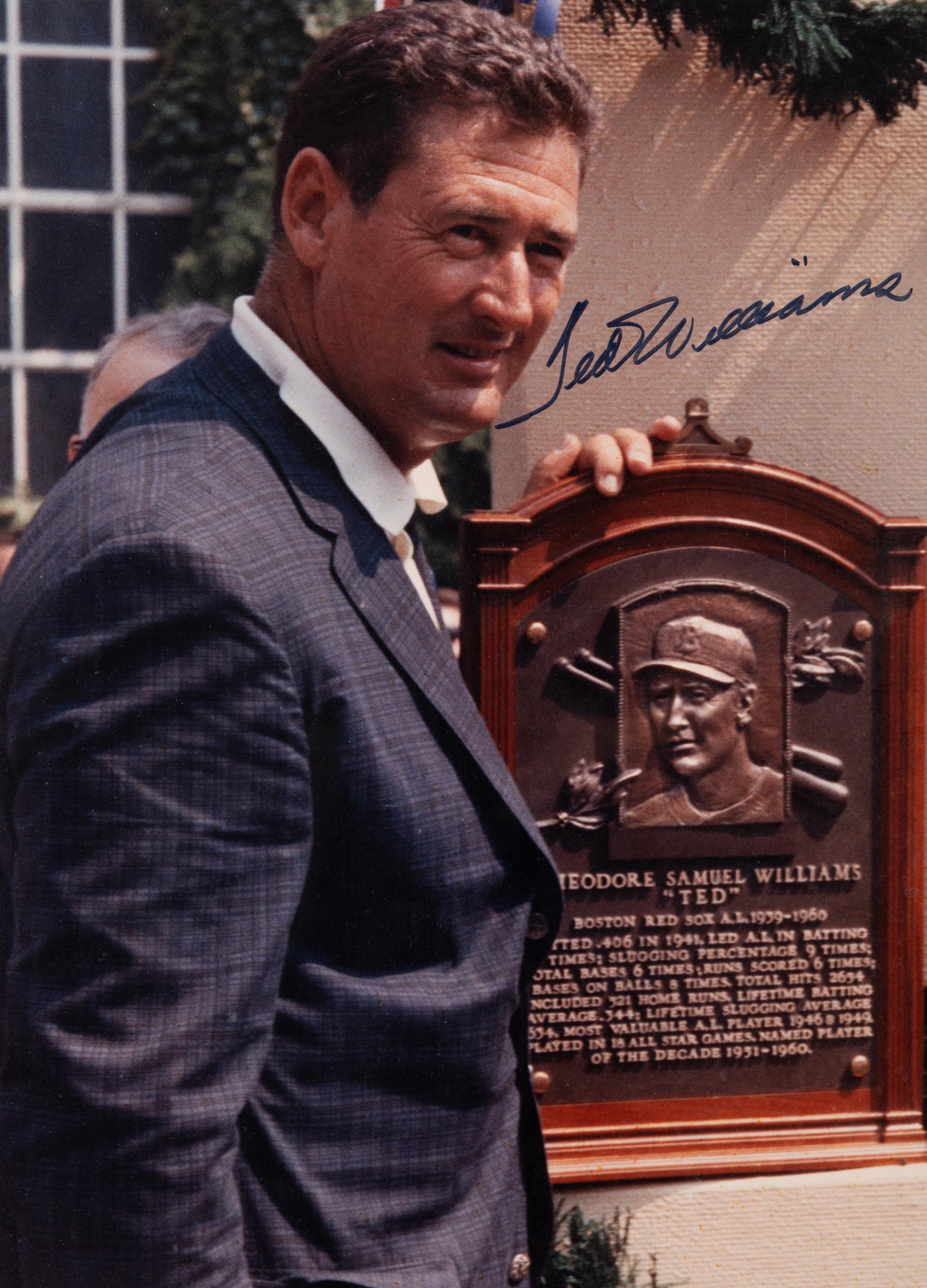 A Ted Williams Signed Autograph Large Format Hall of Fame Induction Photograph (Beckett Authentication Services Letter BAS Certified),