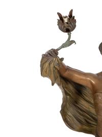 A Patinated Metal Figure of a Standing Maiden Mounted as a Lamp