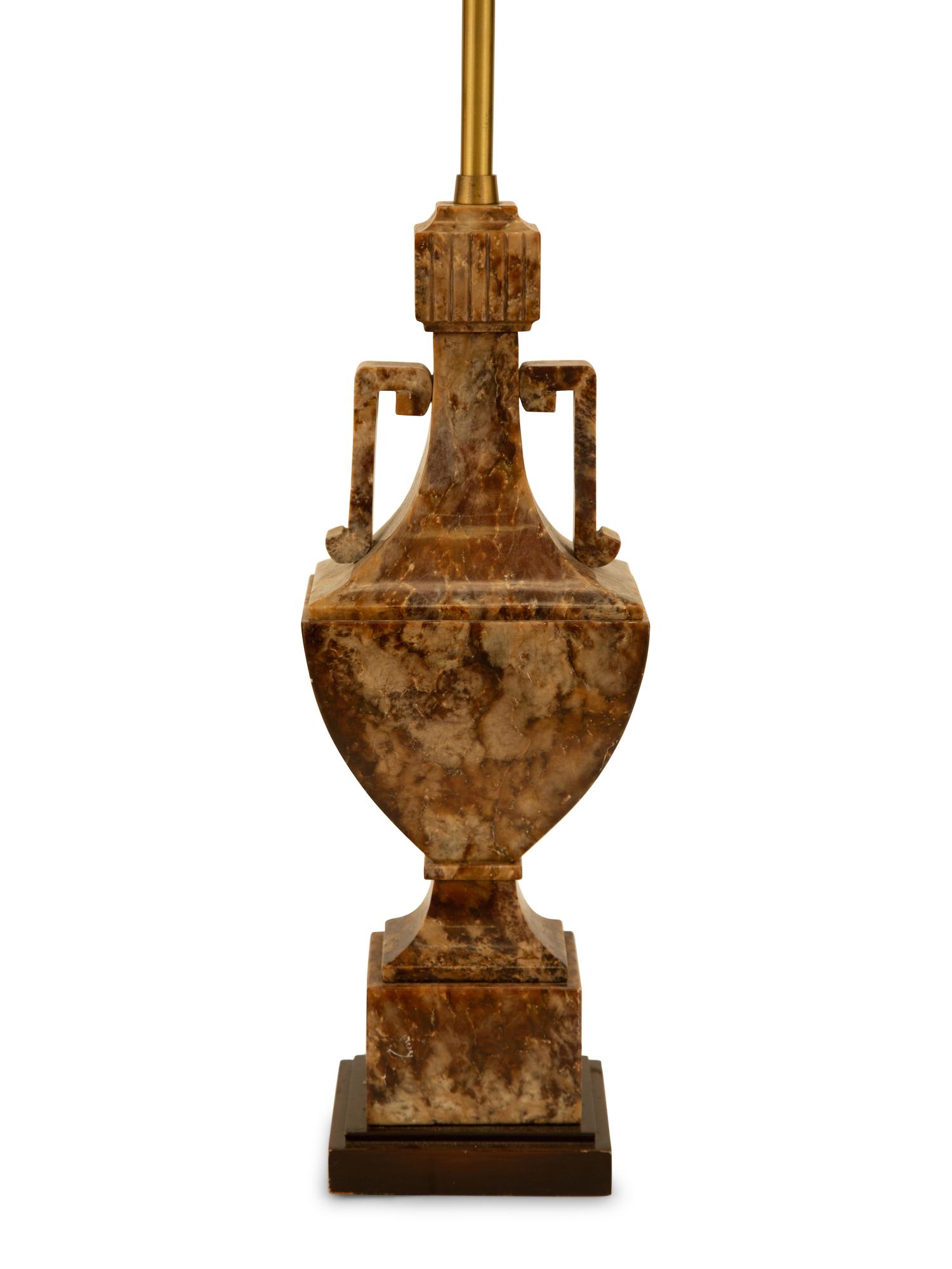 A Carved Hardstone Table Lamp
