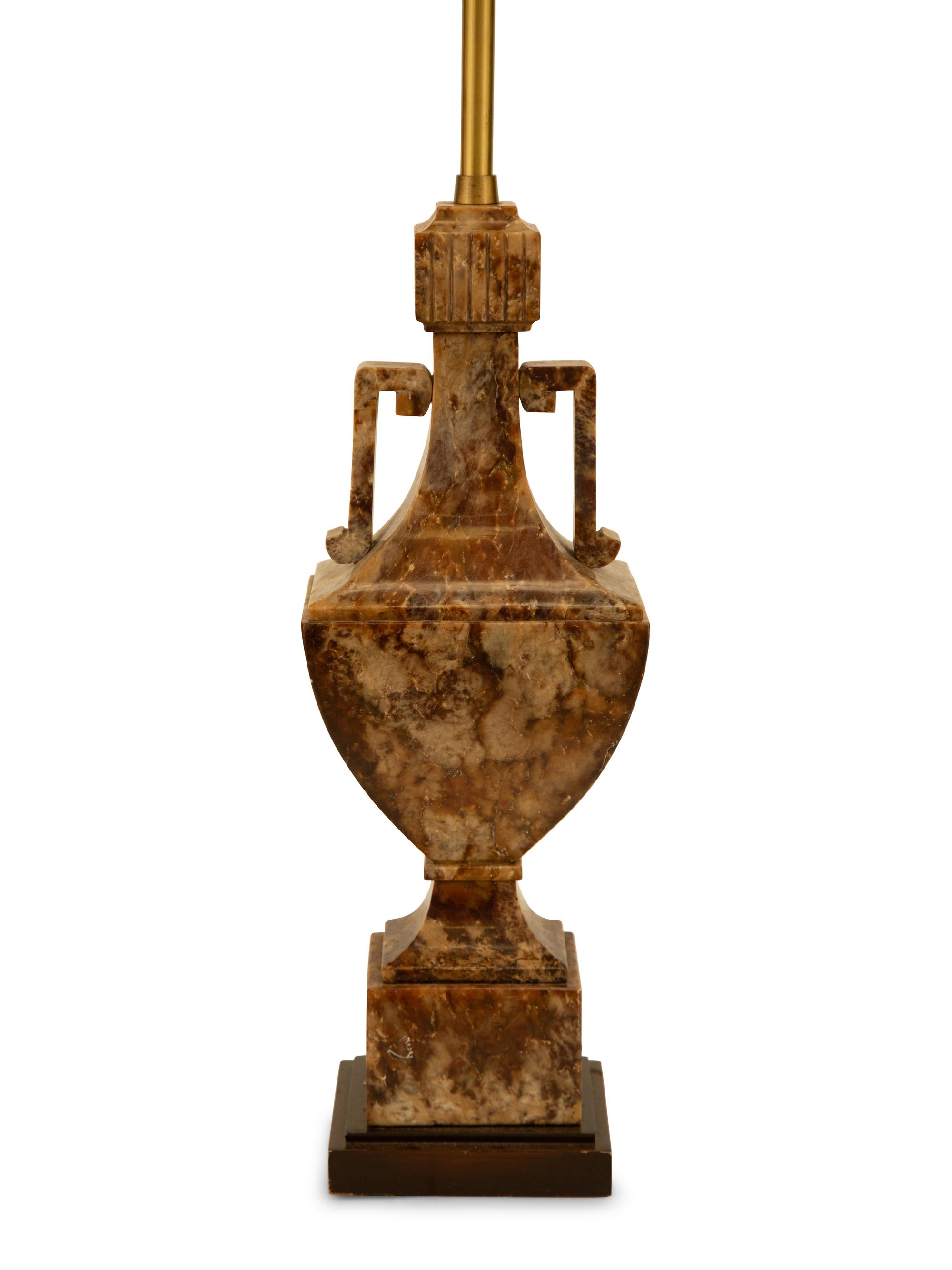 A Carved Hardstone Table Lamp