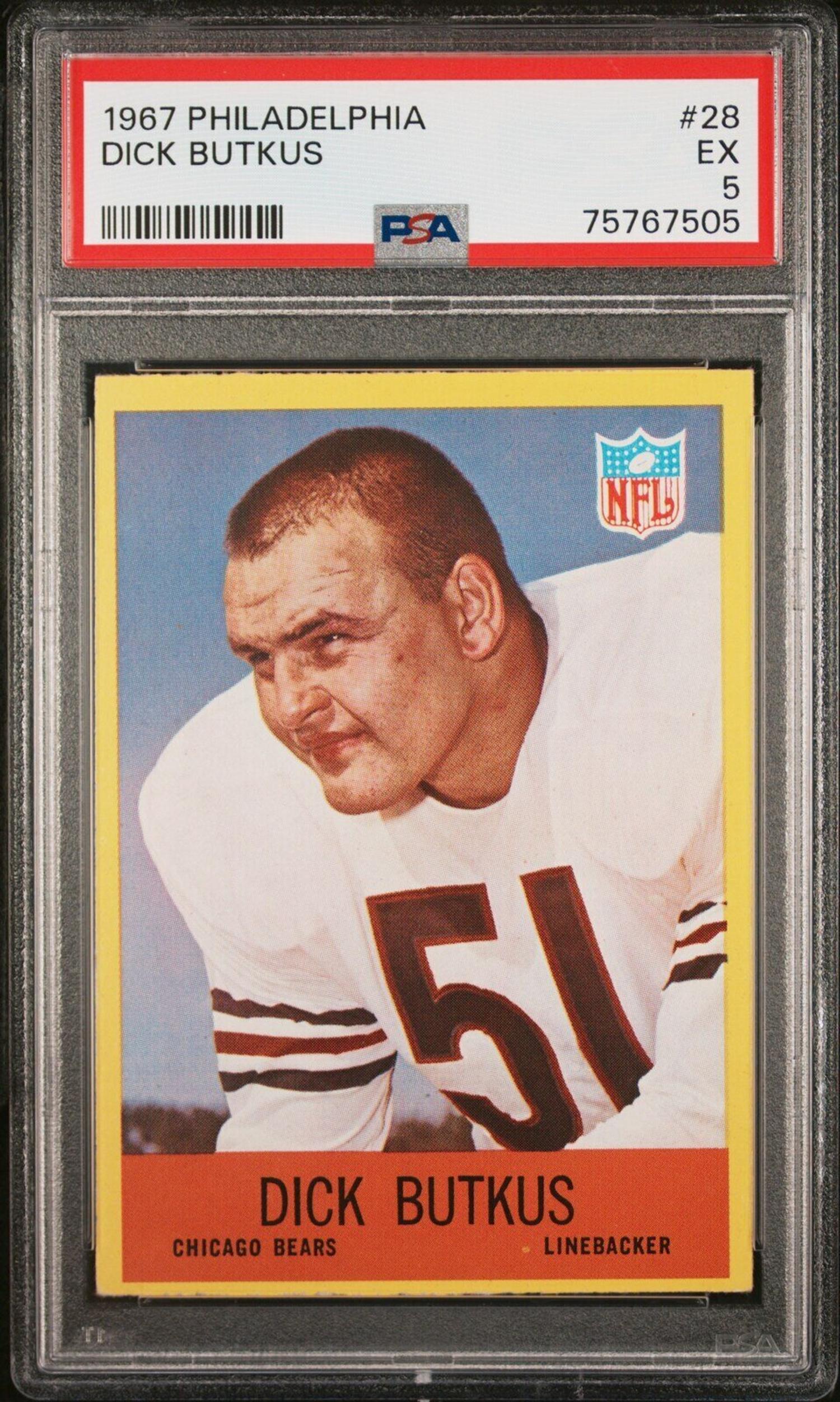 A Group of 1960s Dick Butkus and Gale Sayers PSA Graded Football Cards,