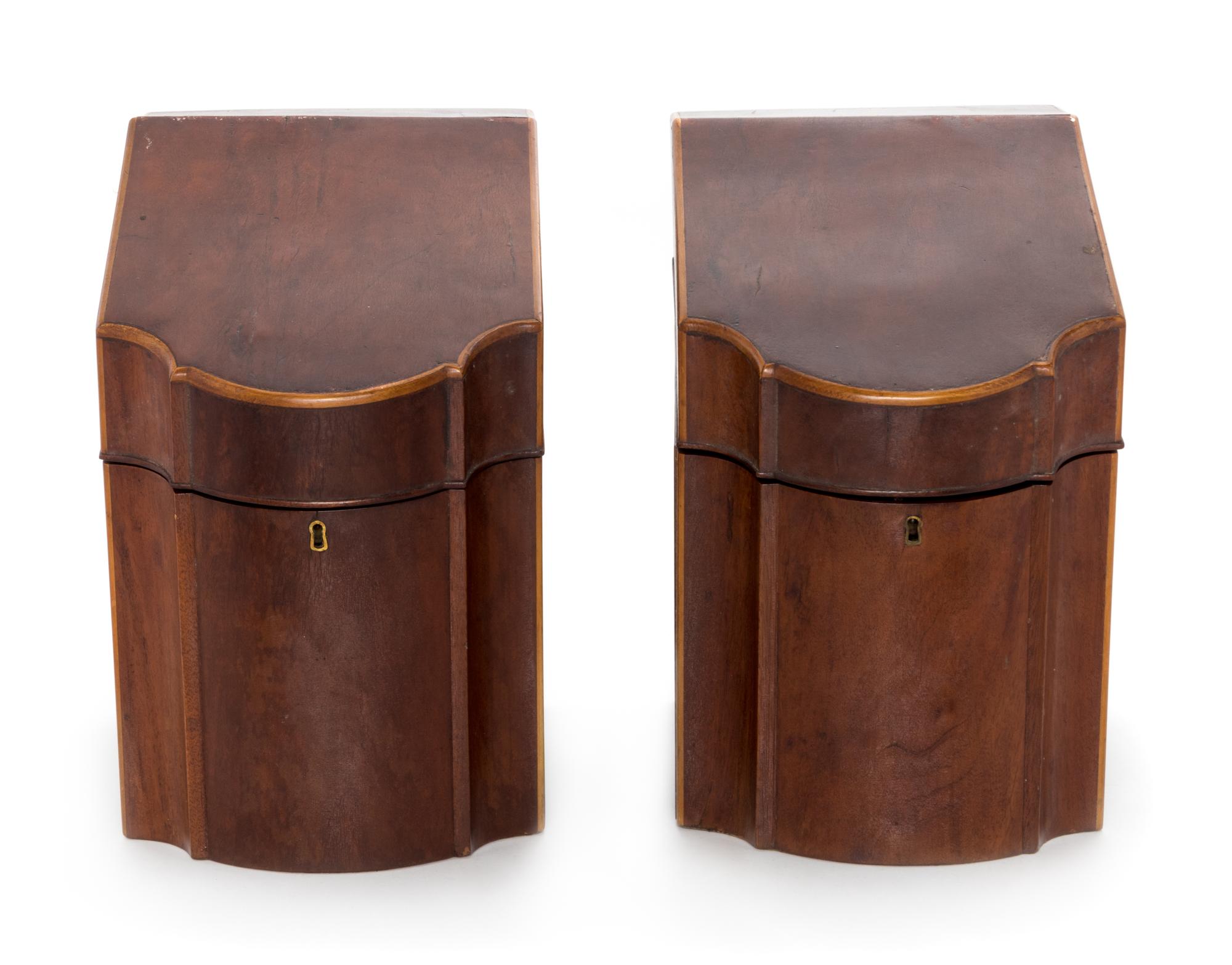 A Pair of George III Mahogany Knife Boxes