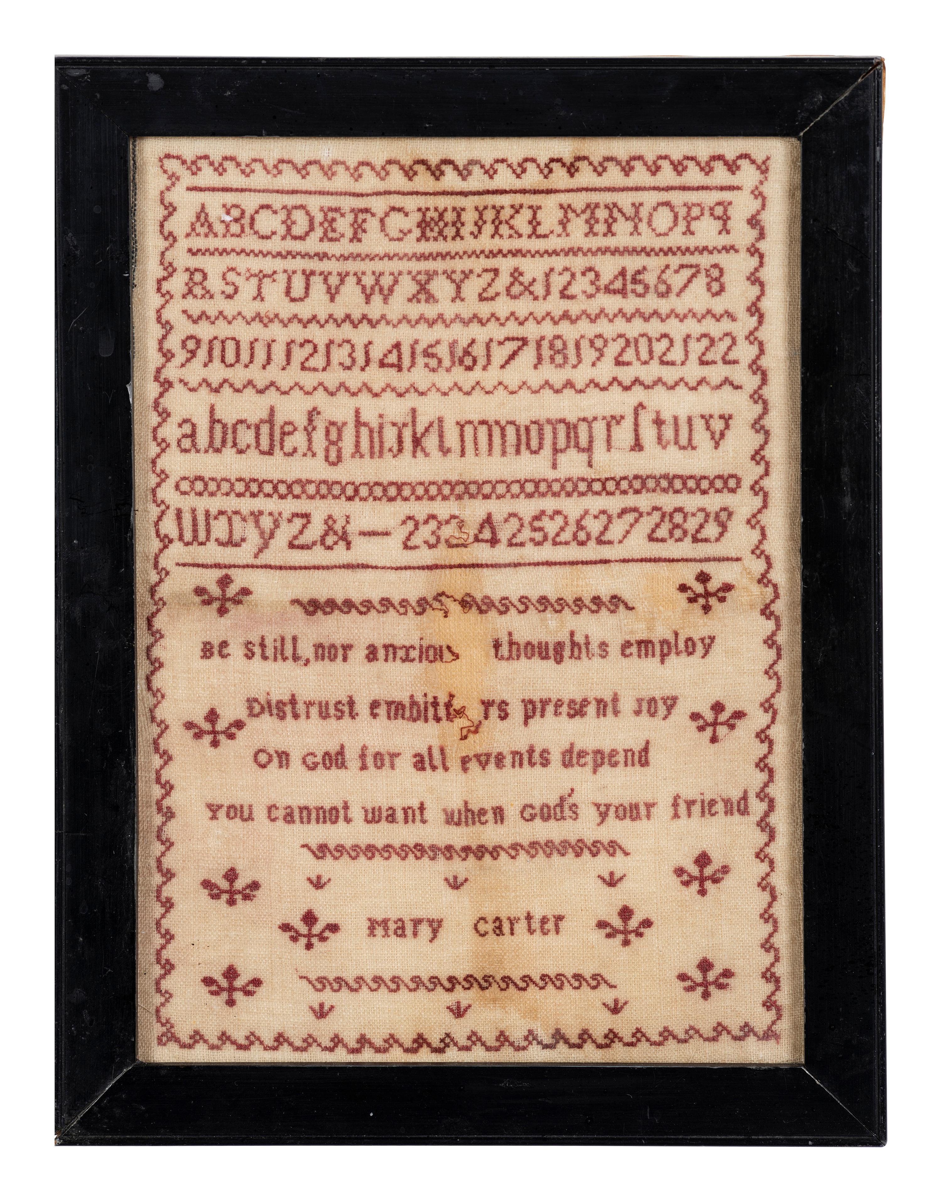 Five Needlework Embroidered Schoolgirl's Samplers