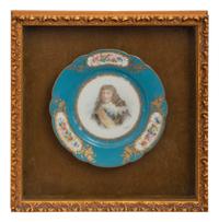 A Group of Seven Framed Sèvres Style Porcelain Plates