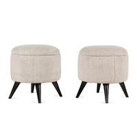 A Pair of Contemporary Bouclé Upholstered Stools