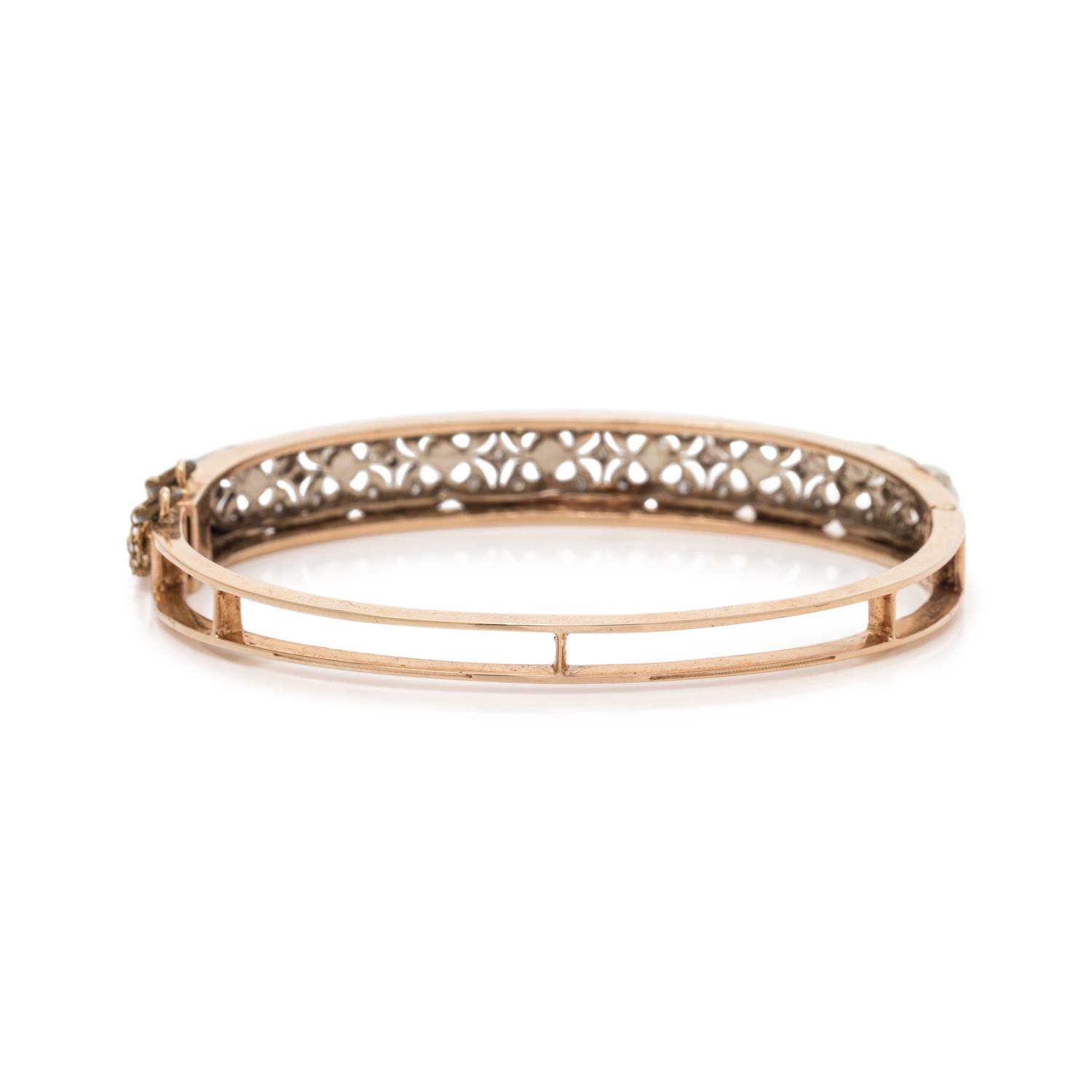 CULTURED PEARL AND DIAMOND BANGLE BRACELET