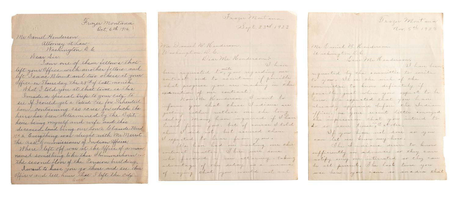 [NATIVE AMERICANS]. Archive of documents related to Assiniboine, Arapaho, and Northern Cheyenne tribal affairs, incl. delegation documents.