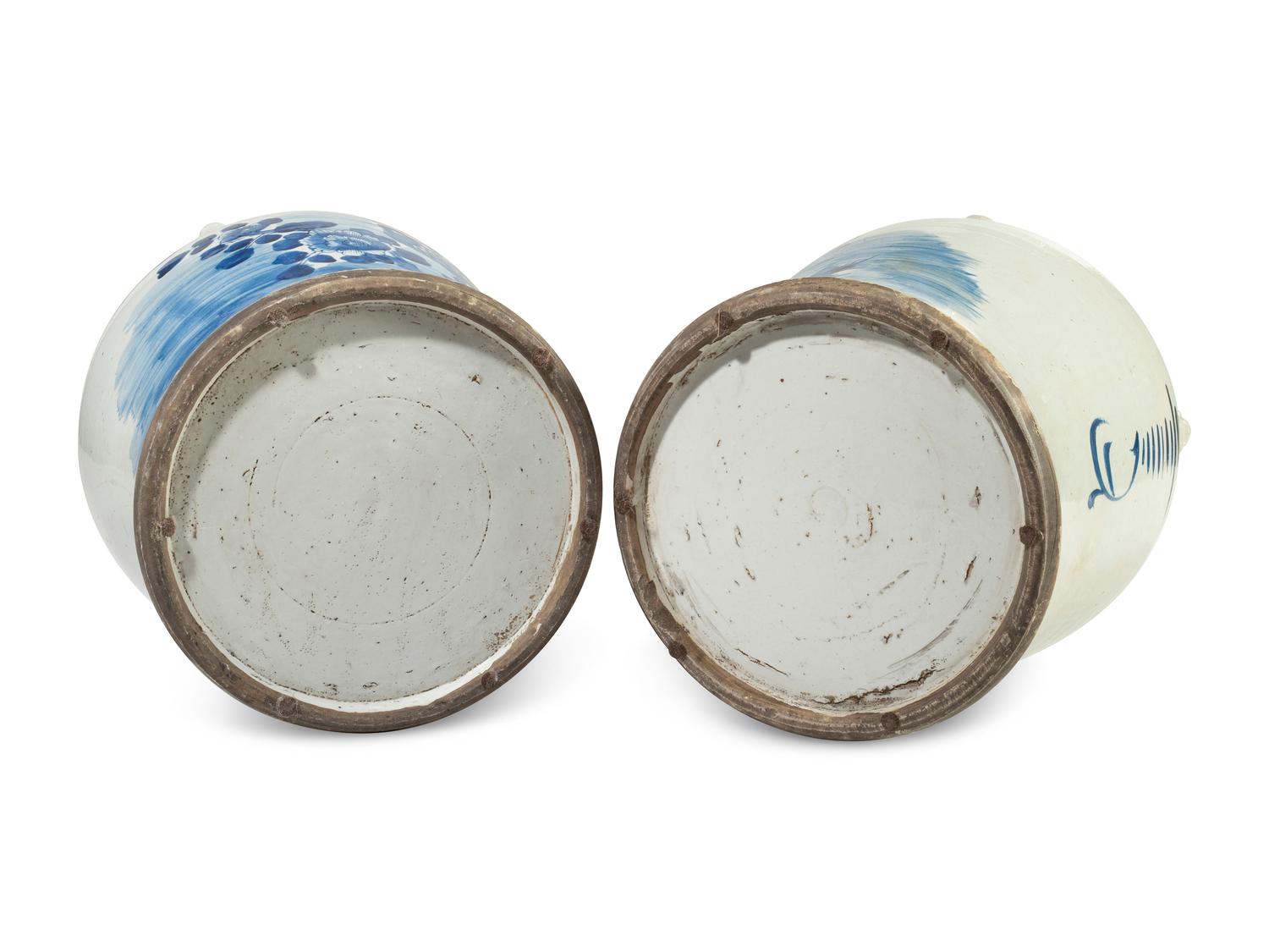A Pair of Chinese Blue and White Porcelain Ginger Jars
