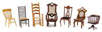 An Assembled Group of Seven Chairs Height of tallest 4 x width 1 7/8 x depth 1 7/8 inches. — Various Makers