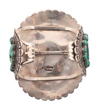 Navajo Sterling Silver and Turquoise Cluster Cuff Bracelet
