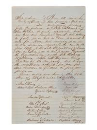 [TEXAS]. SEGUIN, Juan, et al. Manuscript power of attorney, in the hand of John James, signed by Seguin and 19 Tejanos, notarized by P. L. Buquet with his purple paper seal. Bexar County, Texas. 28 September 1860.
