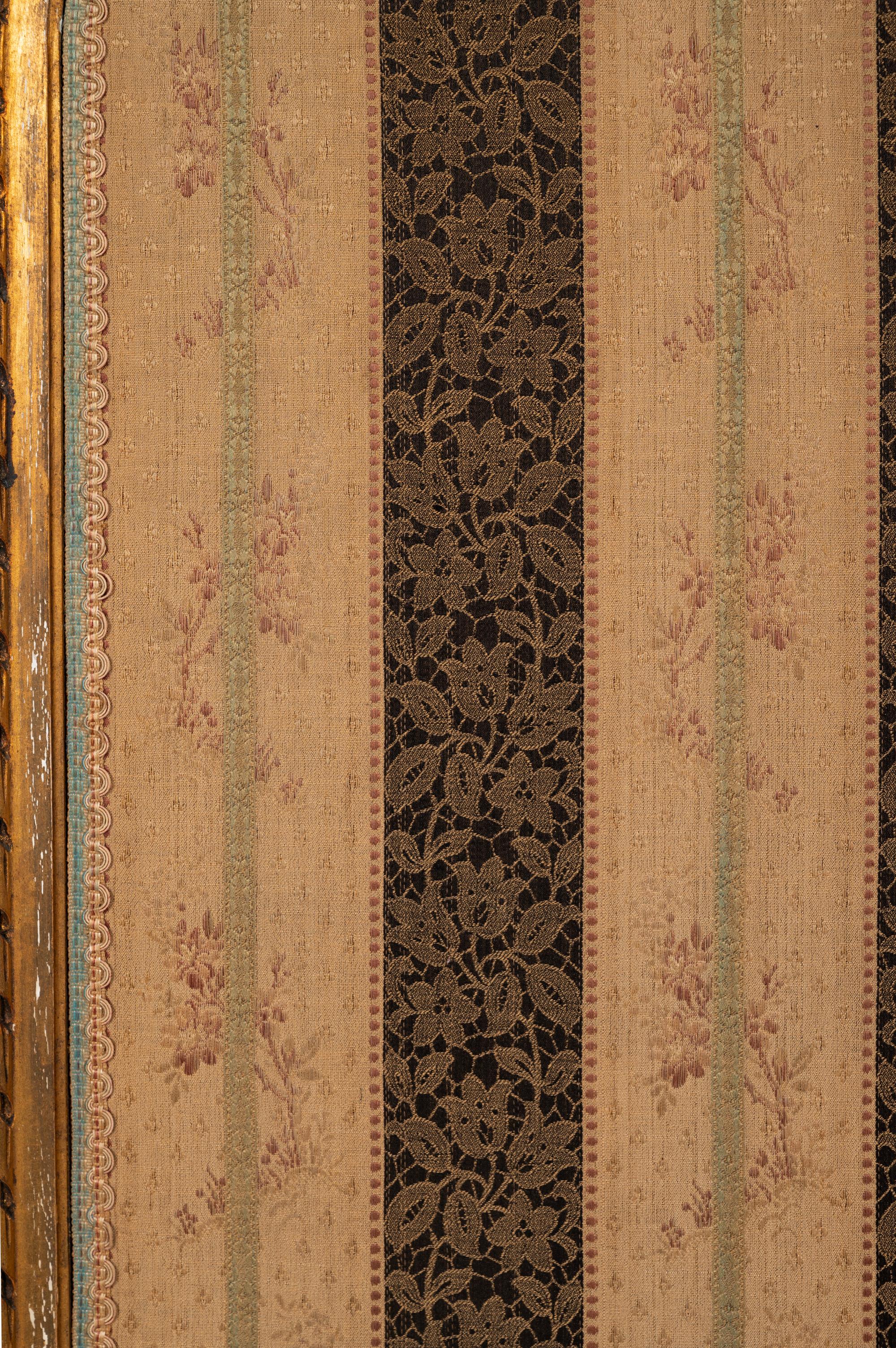 A Louis XVI Style Giltwood Three-Panel Floor Screen