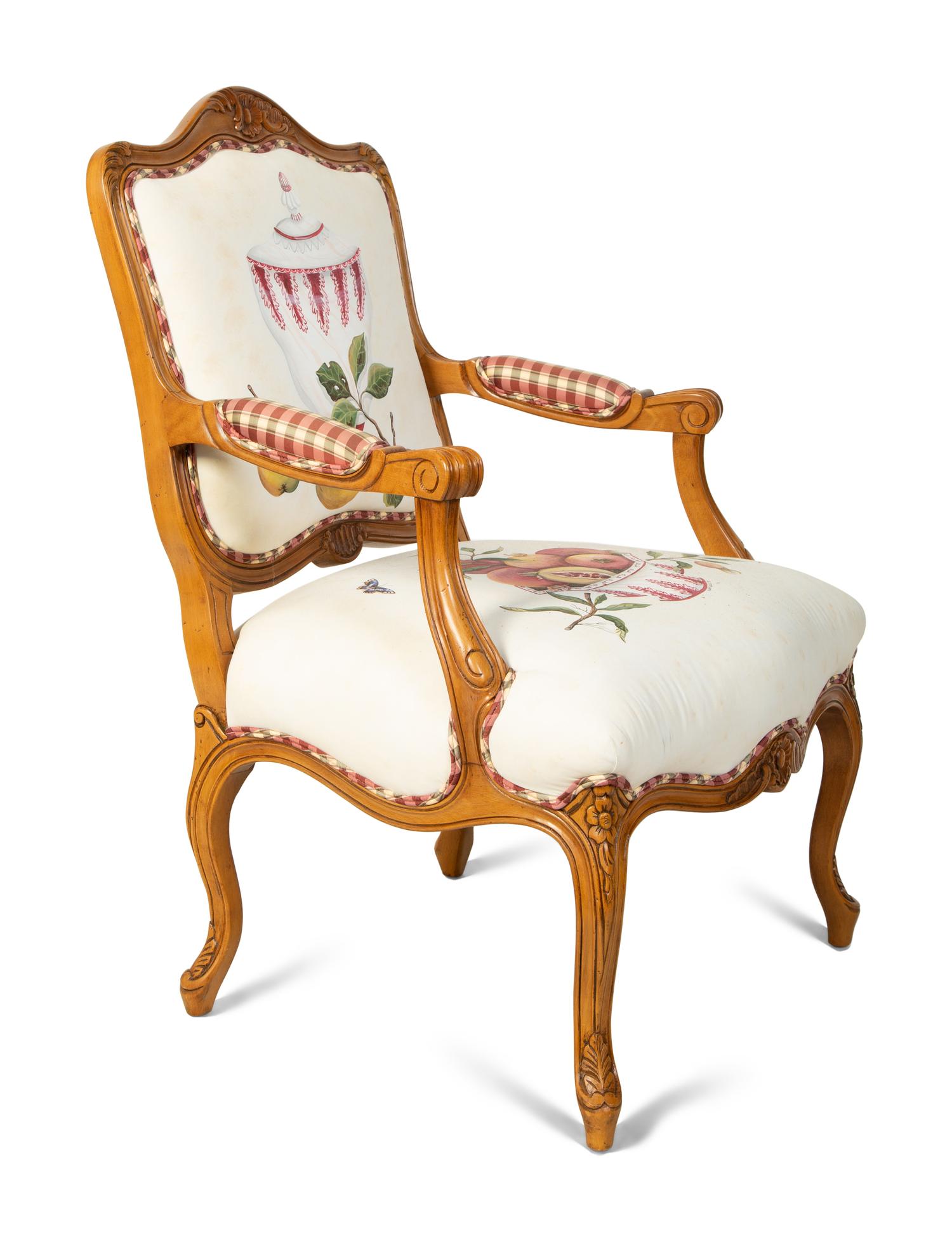 A Louis XV Style Carved Wood Fauteuil — 20TH CENTURY