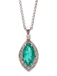 EMERALD AND DIAMOND PENDANT/NECKLACE