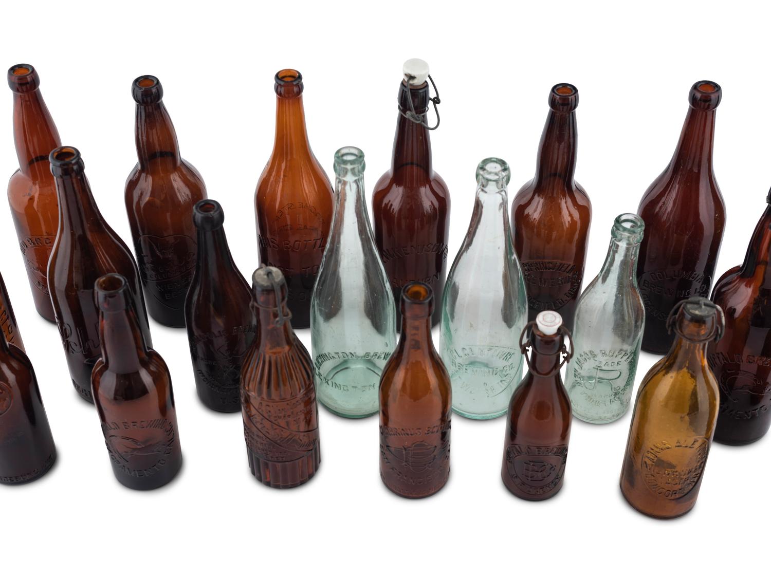 Twenty-One Glass Brewery Bottles
