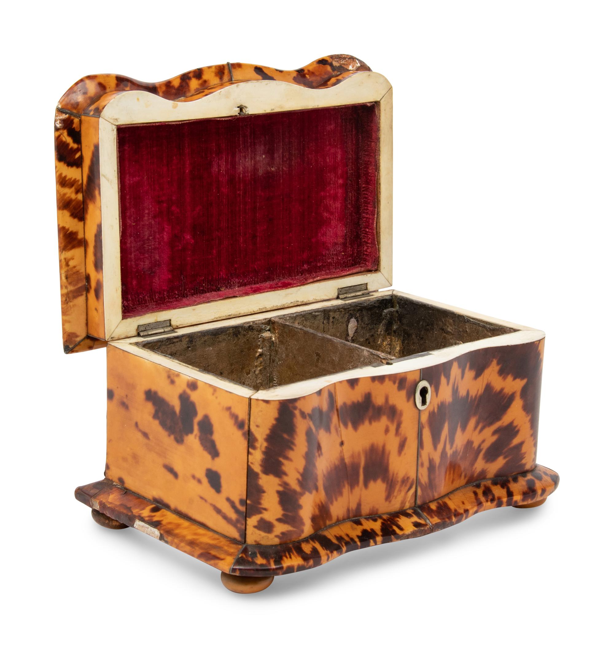 A Regency Tortoiseshell Veneered Tea Caddy