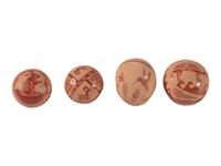 Miniature Sgraffito Redware Seed Jars