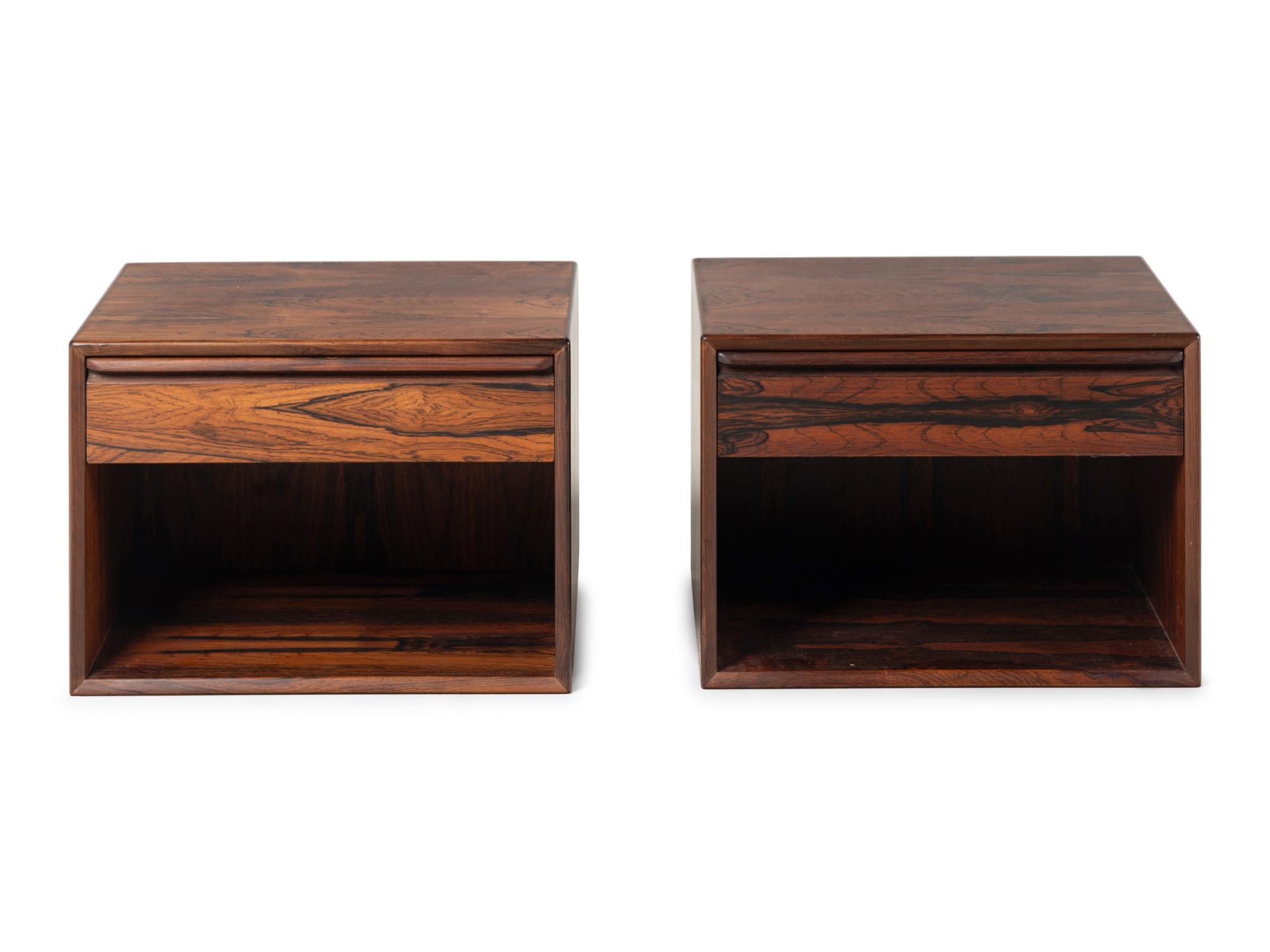 A Pair of Westnofa Wall Mount Rosewood Nightstands