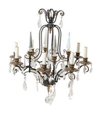 A French Style Parcel Gilt Metal and Glass Eight-Light Chandelier