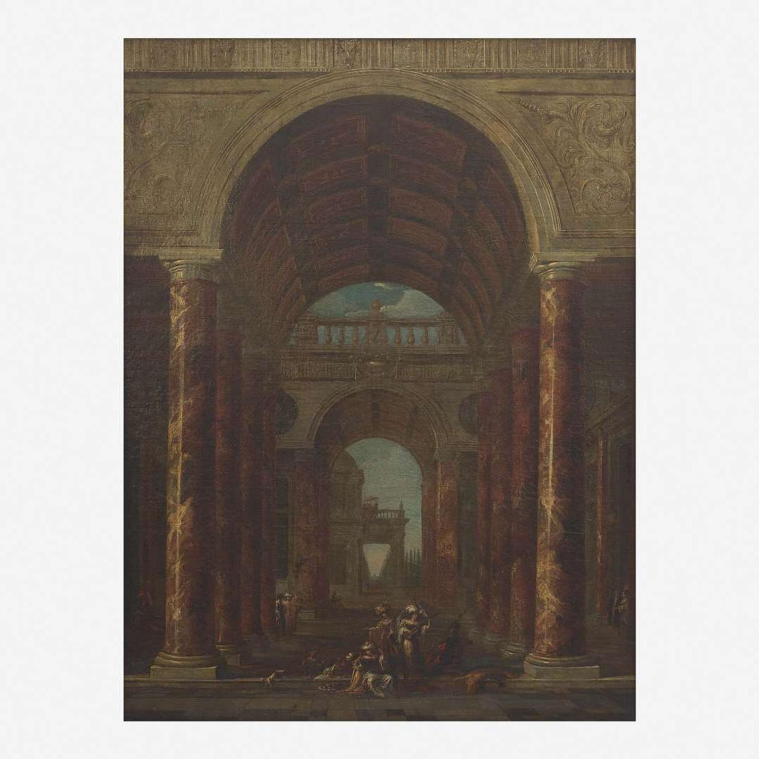Attributed to Jacob Ferdinand Saeys (Flemish, 1658–D.C. 1725) Figures in a Palace Interior (Capriccio)