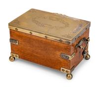 A Victorian Silvered Metal-Mounted Oak Tea Chest — LATE 19TH CENTURY