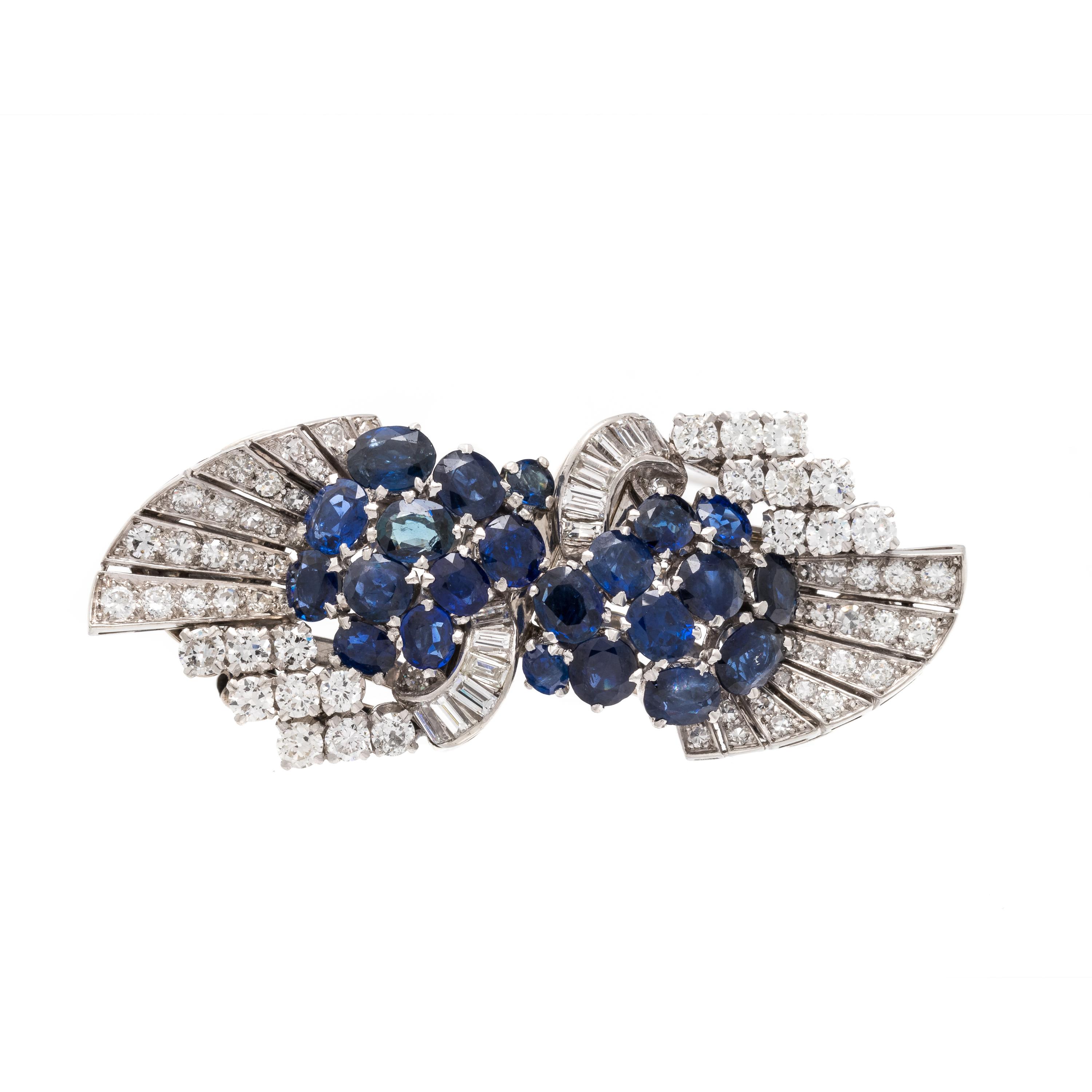PAIR OF SAPPHIRE AND DIAMOND DRESS CLIPS