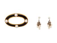 A Collection of Yellow Gold and Cultured Pearl Jewelry,