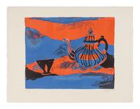 A Group of Four Prints (Bouteille et Fruits; Paysage Vert; Thiere Rouge Et Bleu; La Colline Rouge) , 1968