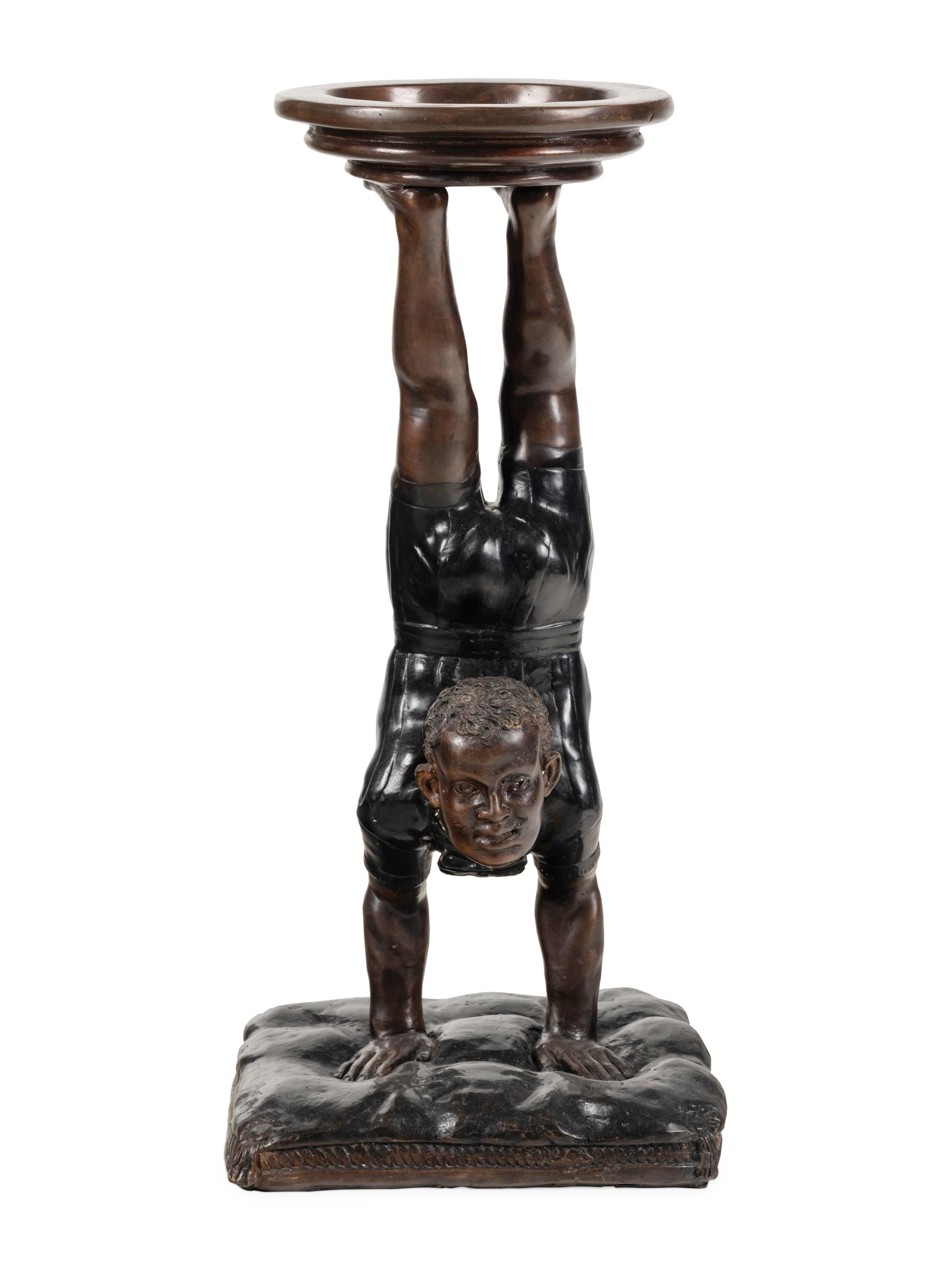 A Bronze Acrobat-Form Pedestal