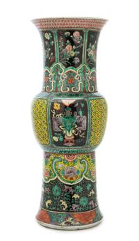 A Large Chinese Famille Noire Gu Shape Vase 19TH CENTURY Height 24 inches. — 19TH CENTURY
