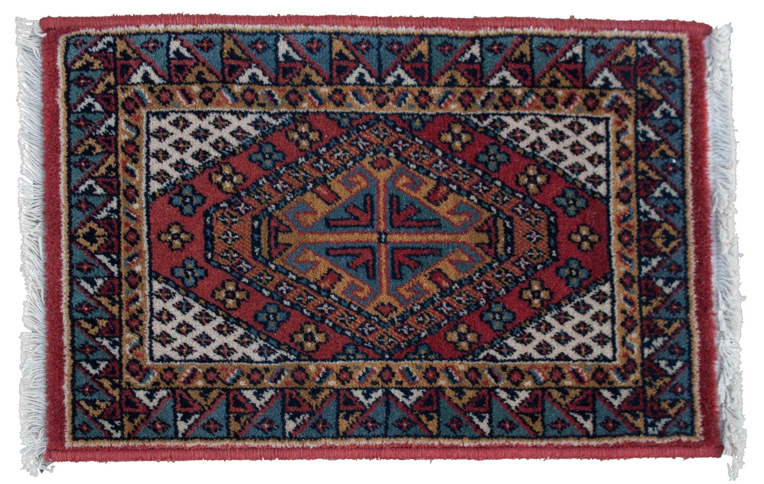 Three Wool Prayer Rugs Each 2 feet x 1 foot 4 inches.