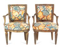 A Pair of Italian Painted Armchairs Height 34 inches. — 18TH CENTURY