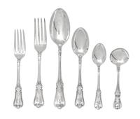 An American Silver Flatware Service, Gorham Mfg. Co., Providence, RI,, Kensington pattern, comprising: 12 dinner forks 12 salad forks 1