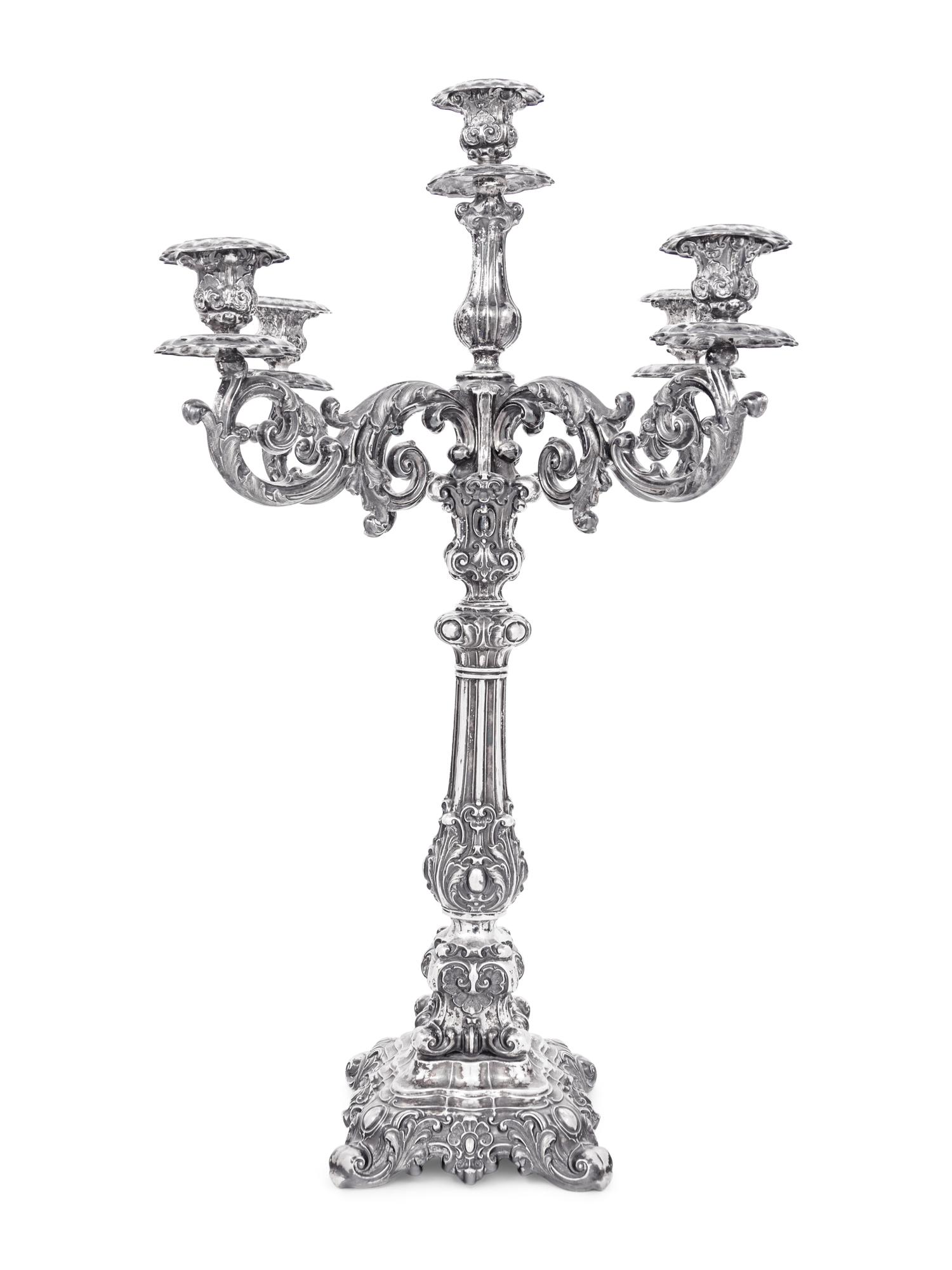 A Swedish Silver Five-Light Candelabrum
