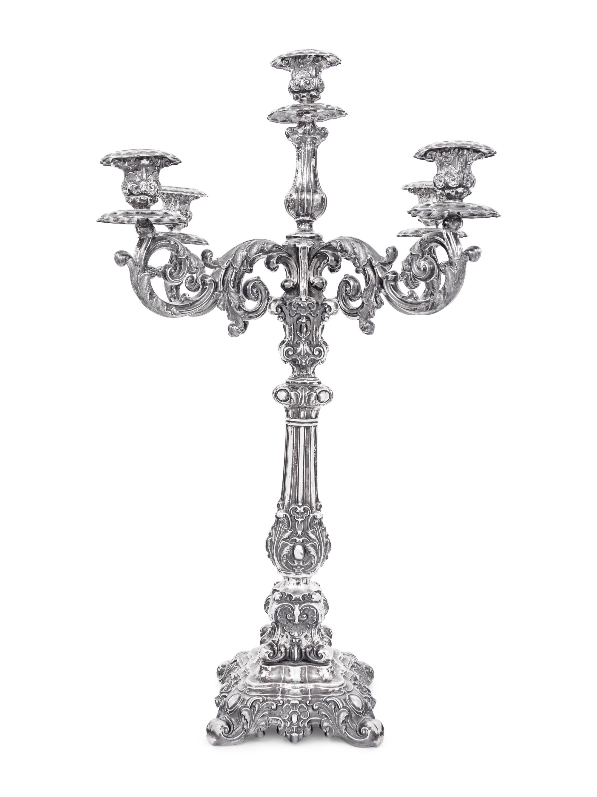 A Swedish Silver Five-Light Candelabrum
