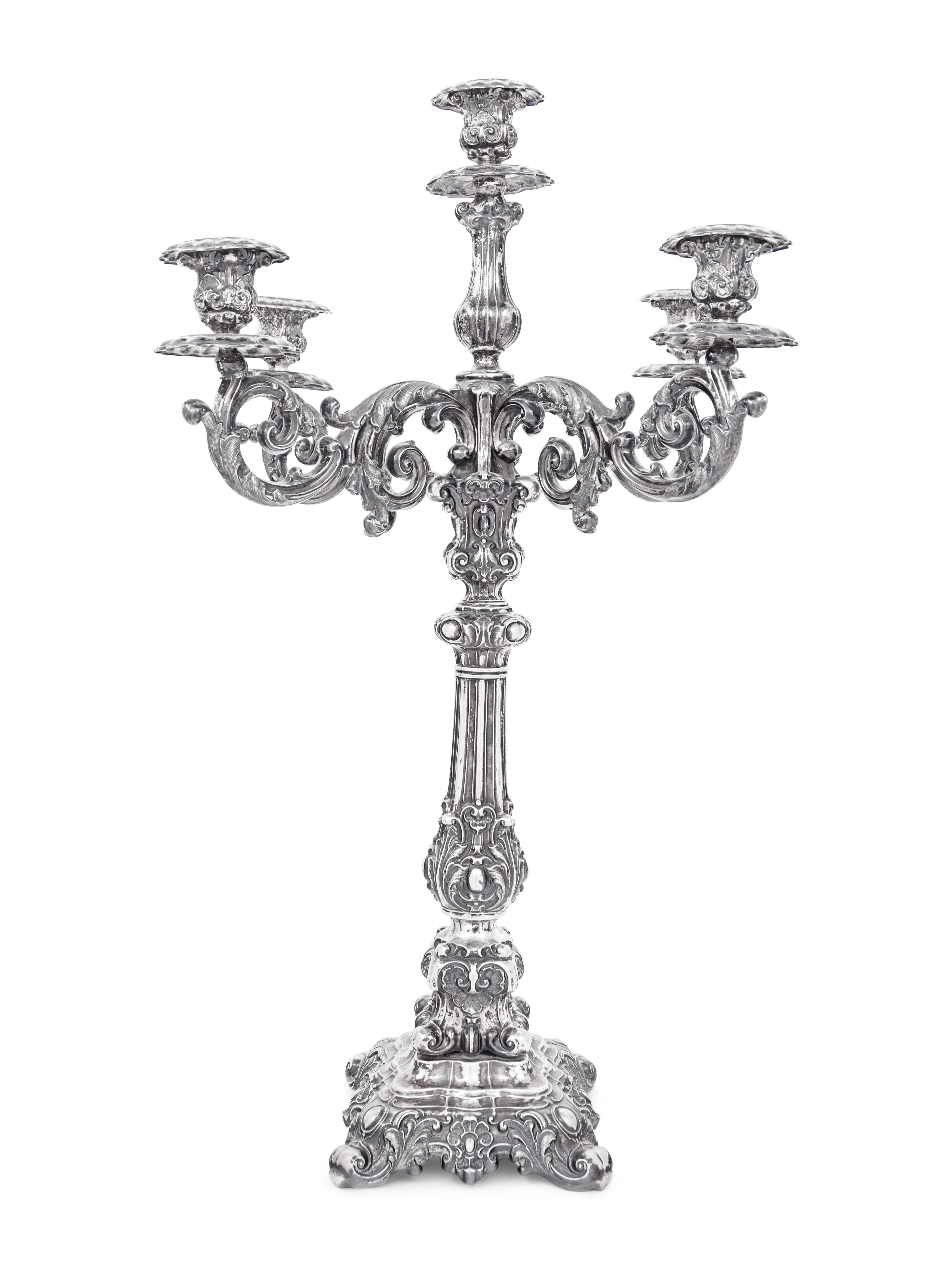 A Swedish Silver Five-Light Candelabrum