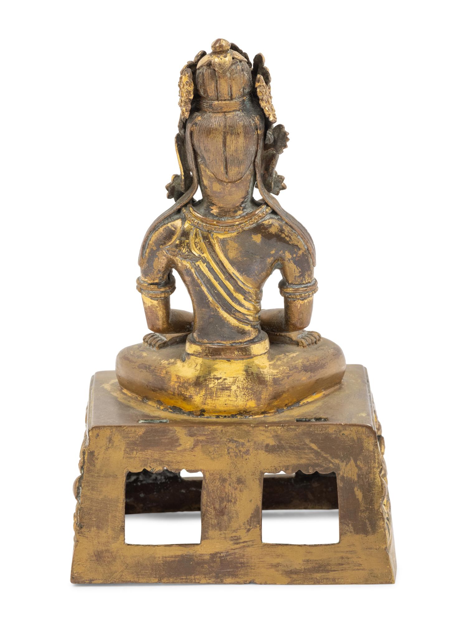 A Gilt Bronze Seated Figure of Amitayus