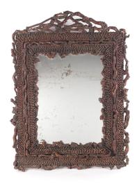 A Continental Burl Root Mirror Height 48 x width 34 1/2 inches. — LATE 19TH CENTURY