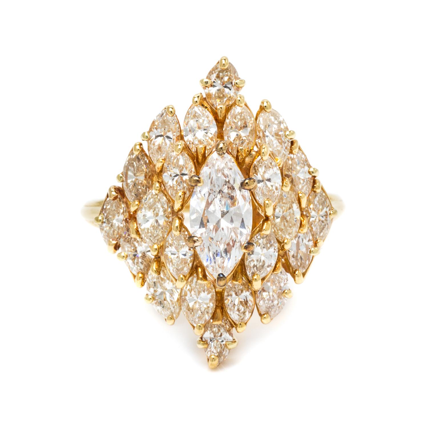 An 18 Karat Yellow Gold and Diamond Ring, 4.40 dwts.