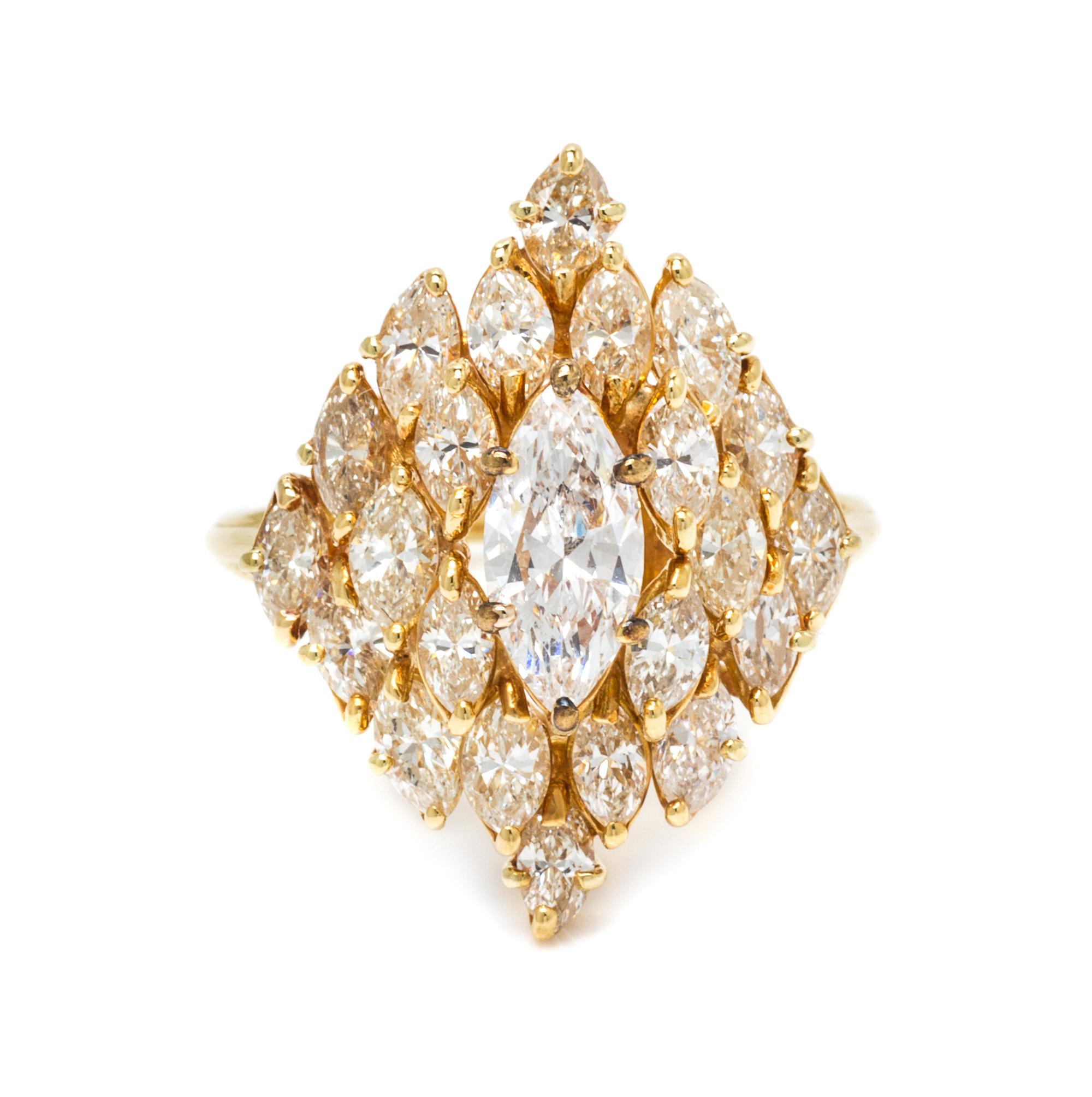 An 18 Karat Yellow Gold and Diamond Ring, 4.40 dwts.