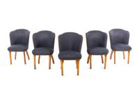 A Set of Five Art Deco Burlwood Dining Chairs