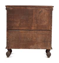 A Rare William and Mary Brown Painted Poplar, Cherrywood, and Pine Two-Drawer Blanket Chest