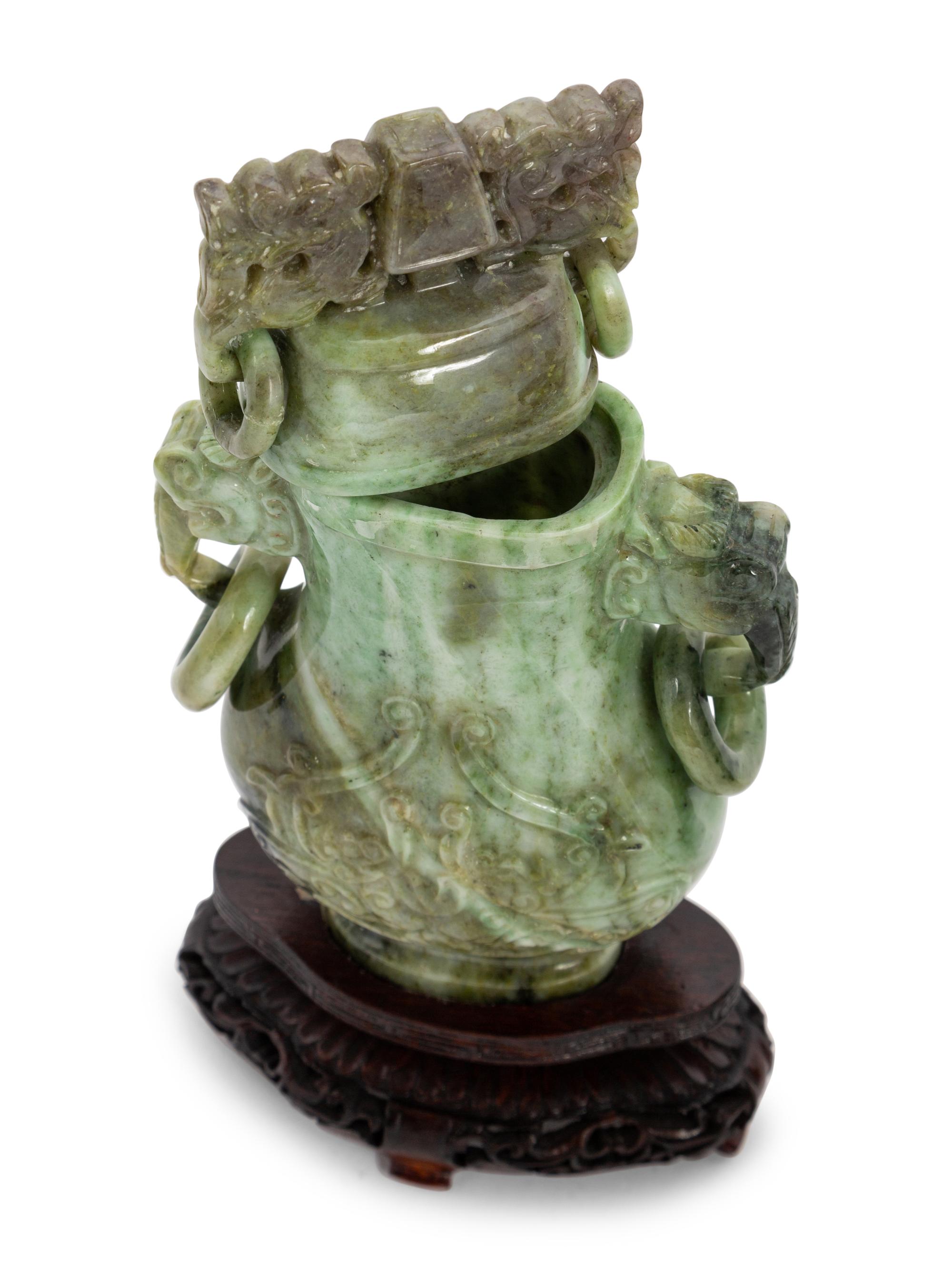 Five Chinese Spinach Jade and Hardstone Vessels