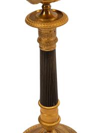 A Pair of Empire Style Gilt and Patinated Bronze Four-Light Candelabra
