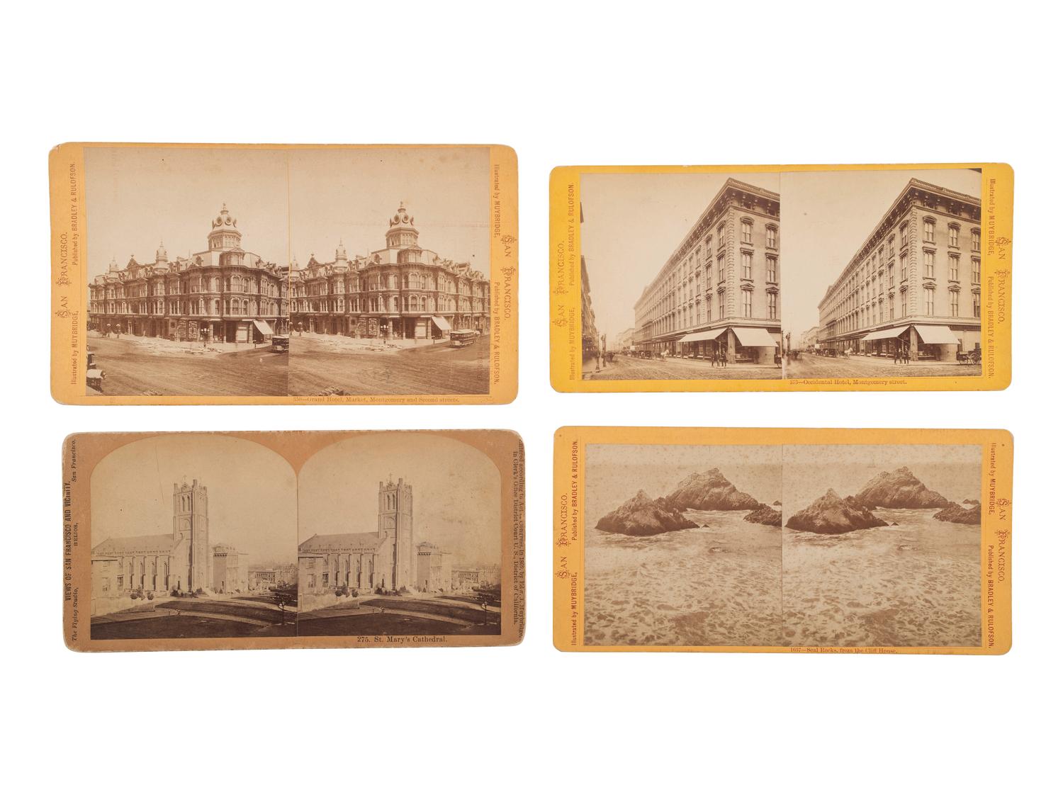[WESTERN AMERICANA]. MUYBRIDGE, Eadweard (1830-1904), photographer. A group of 4 stereoviews of San Francisco and vicinity. San Francisco, CA: Bradley & Rulofson.