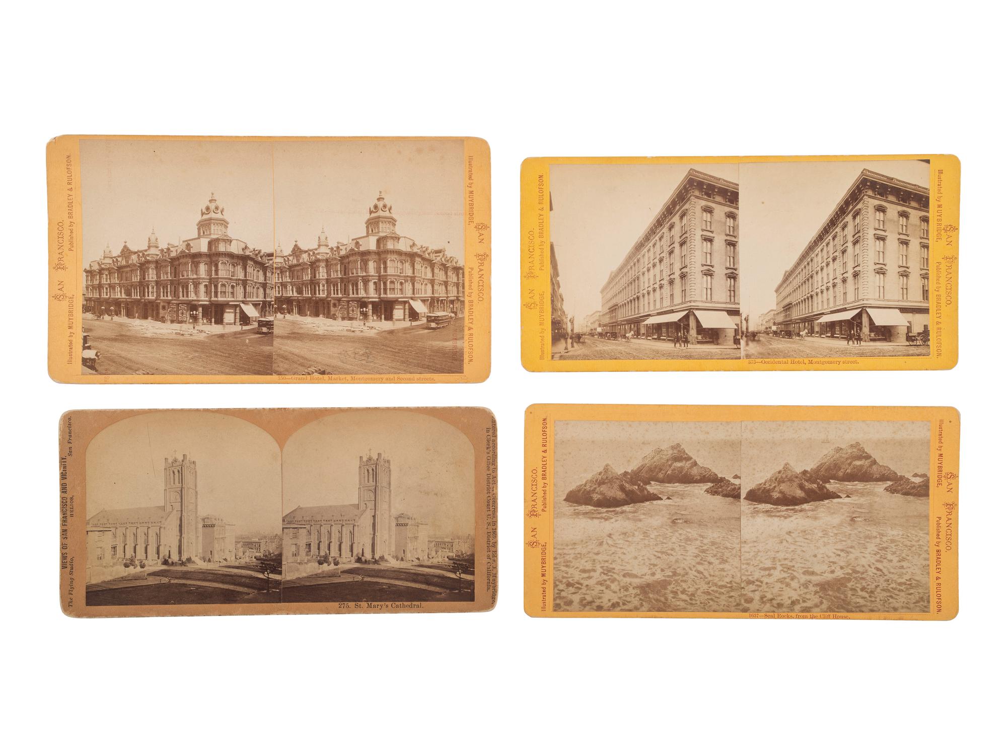 [WESTERN AMERICANA]. MUYBRIDGE, Eadweard (1830-1904), photographer. A group of 4 stereoviews of San Francisco and vicinity. San Francisco, CA: Bradley & Rulofson.