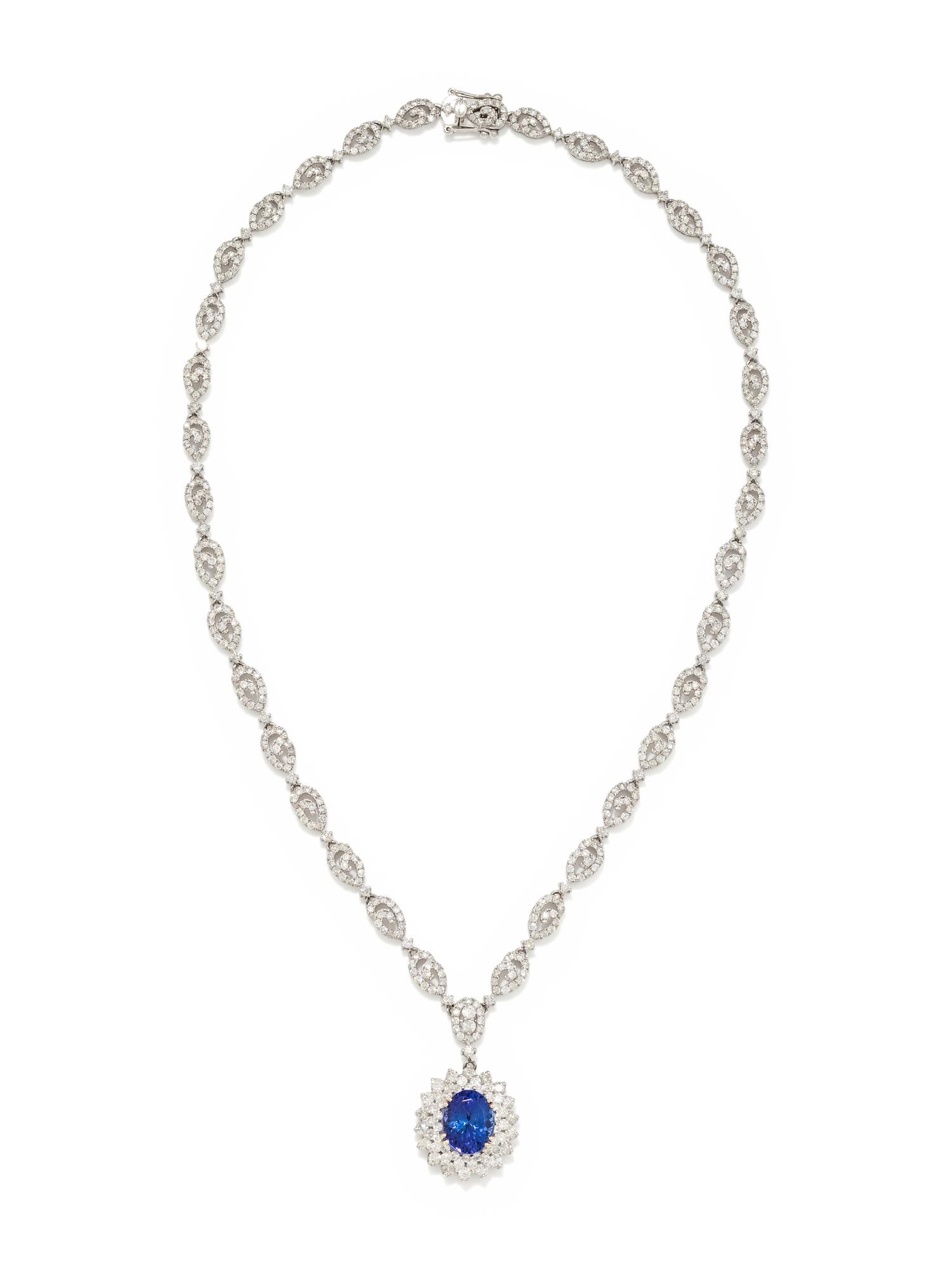 TANZANITE AND DIAMOND NECKLACE